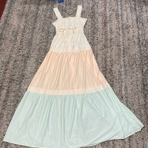 Vintage Gillies Jrs milkmaid three tied dress with lace trim maxi dress sz 5